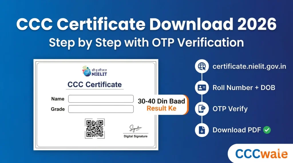 CCC Certificate Download 2026 – Step by Step OTP Verification Process certificate.nielit.gov.in by CCCWale